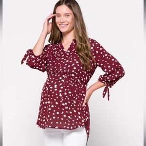 Segura Maternity Tie Sleeve Blouse - Green